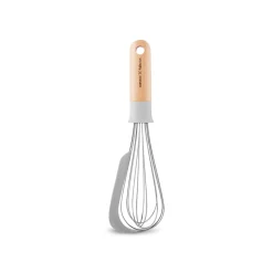 Karaca Backhelfer-x Refika Gadgets Schneebesen mit Holzgriff und Silikon-Schaber Grau02