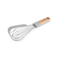 Karaca Backhelfer-x Refika Gadgets Schneebesen mit Holzgriff und Silikon-Schaber Grau02