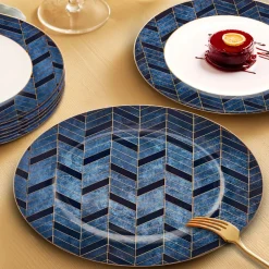 Karaca Frühstücksgeschirr|Kuchenplatte-Yakut 6 Personen Kuchen Set, 7 Teilig Marıne02