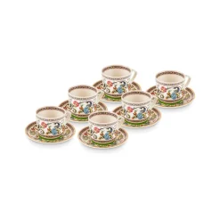 Karaca Mokka & Espressotassen Set-Yasemen 12-teiliges Bone China Espresso Türkisch-Kaffeetassen-Set für 6 Personen, 80 ml, Mehrfarbig Multıfarben
