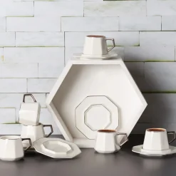 Karaca Mokka & Espressotassen Set-Zeher Kaffeetassen-Set für 6 Personen Weıß01