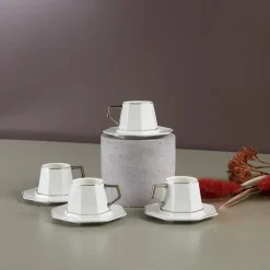 Karaca Mokka & Espressotassen Set-Zeher Kaffeetassen-Set für 6 Personen Weıß01