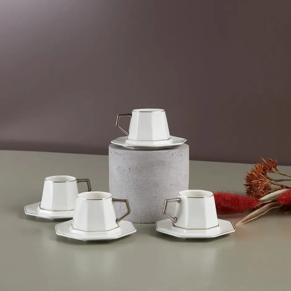 Karaca Mokka & Espressotassen Set-Zeher Kaffeetassen-Set für 6 Personen Weıß01
