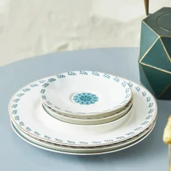 Karaca Frühstücksgeschirr|Kuchenplatte-İznik Dessert-Set für 6 Personen, 18 teilig Multıfarben
