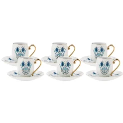 Karaca Mokka & Espressotassen Set-İznik Kaffeeservice für 6 Personen, 80 ml Blau01