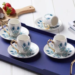 Karaca Mokka & Espressotassen Set-İznik Kaffeeservice für 6 Personen, 80 ml Blau01