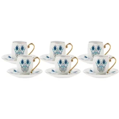 Karaca Mokka & Espressotassen Set-İznik Kaffeeservice für 6 Personen, 80 ml Blau01