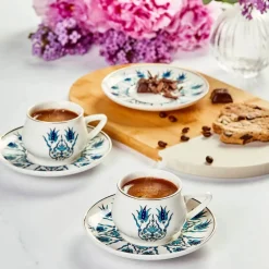 Karaca Mokka & Espressotassen Set-İznik Neues Formular Kaffeetasse Set für 6 Personen 100 ml Blau01