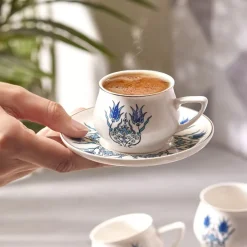 Karaca Mokka & Espressotassen Set-İznik Neues Formular Kaffeetasse Set für 6 Personen 100 ml Blau01
