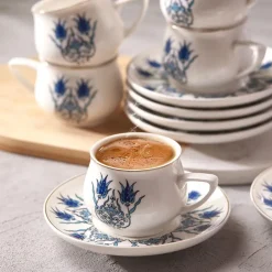 Karaca Mokka & Espressotassen Set-İznik Neues Formular Kaffeetasse Set für 6 Personen 100 ml Blau01