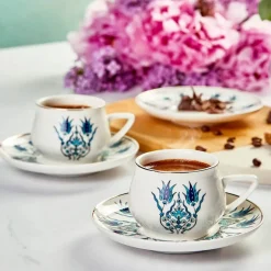 Karaca Mokka & Espressotassen Set-İznik Neues Formular Kaffeetasse Set für 6 Personen 100 ml Blau01
