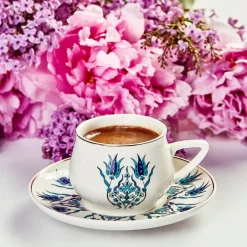 Karaca Mokka & Espressotassen Set-İznik Neues Formular Kaffeetasse Set für 6 Personen 100 ml Blau01