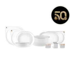 Karaca Tafelservice Für 12 Personen--Kollektion zum 50-jährigen Jubiläum Streamline New Generation Bone Sign Geschirrset für 12 Personen, 59-teilig Gold