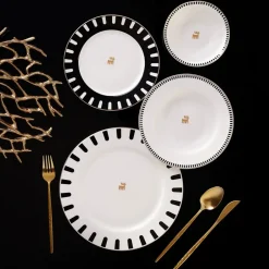 Karaca Tafelservice Für 6 Personen--Kollektion zum 50-jährigen Jubiläum Korea 24 Teil 6 Person Porzellan Dinner Set Schwarz01