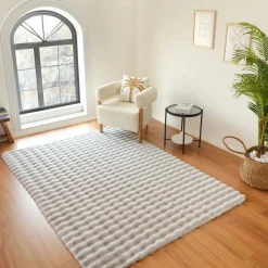 Karaca Teppich-Kaschmir Teppich 7/24 Cosy Premium Bubble Hellgrau 100x150 cm Hellgrau01