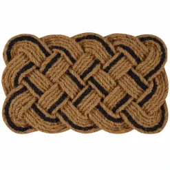 Karaca Teppich-Kaschmir Teppich Geflochten Schwarz Natur Coco Fußmatte 45x75 cm