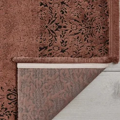 Karaca Teppich-Kashmir Teppich Viskose Premium Damast Lachs 80x150 cm Teppich Terrakotta