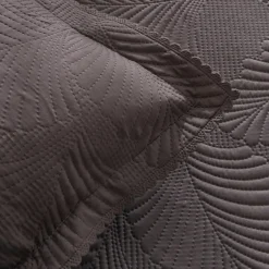 Karaca Bettüberwürfe Set-Leaf Bettüberwurf-Set Anthrazit 230x240 Cm + 2 (50x70 Cm) Anthracıte