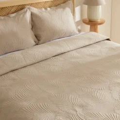 Karaca Bettüberwürfe Set-Leaf Bettüberwurf-Set Beige 230x240 Cm + 2 (50x70 Cm) Beıge
