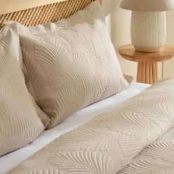 Karaca Bettüberwürfe Set-Leaf Bettüberwurf-Set Beige 230x240 Cm + 2 (50x70 Cm) Beıge