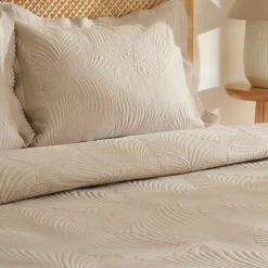 Karaca Bettüberwürfe Set-Leaf Bettüberwurf-Set Beige 230x240 Cm + 2 (50x70 Cm) Beıge