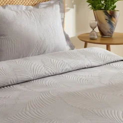 Karaca Bettüberwürfe Set-Leaf Bettüberwurf-Set 230x240 Cm + 2 (50x70 Cm) Grau