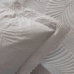 Karaca Bettüberwürfe Set-Leaf Bettüberwurf-Set 230x240 Cm + 2 (50x70 Cm) Grau
