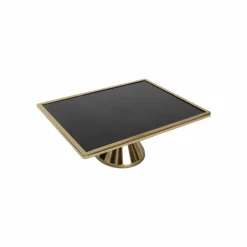 Karaca Kuchenform|Tortenplatte Servierteller Set-Line Rechteck Kuchenstand 35X25Cm Schwarz Gold