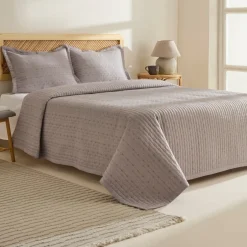 Karaca Bettüberwürfe Set-Margot Bettüberwurf Set 230x240cm + 2(50x70) cm Grau