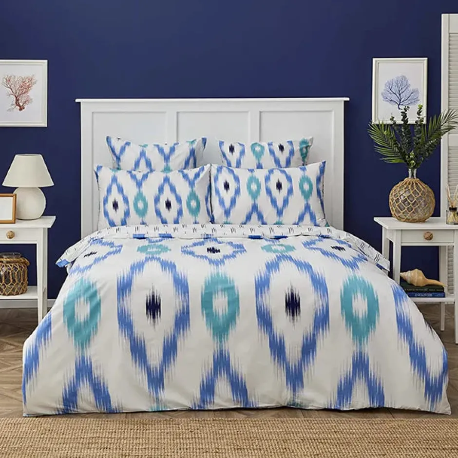 Karaca Bettwäsche-Nautica Home Ikat BettbezugSet aus 100 % Baumwolle, 135 × 200 cm, WeißBlau -