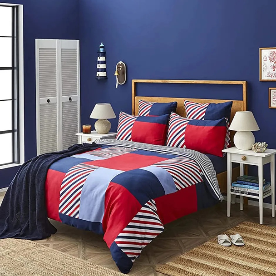 Karaca Bettwäsche-Nautica Home Morris BettbezugSet aus 100 % Baumwolle, 155 × 220 cm, Navy Blue Multi -