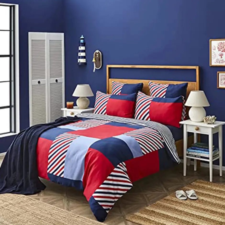 Karaca Bettwäsche-Nautica Home Morris BettbezugSet aus 100 % Baumwolle, 200 × 200 cm, Navy Blue Multi -