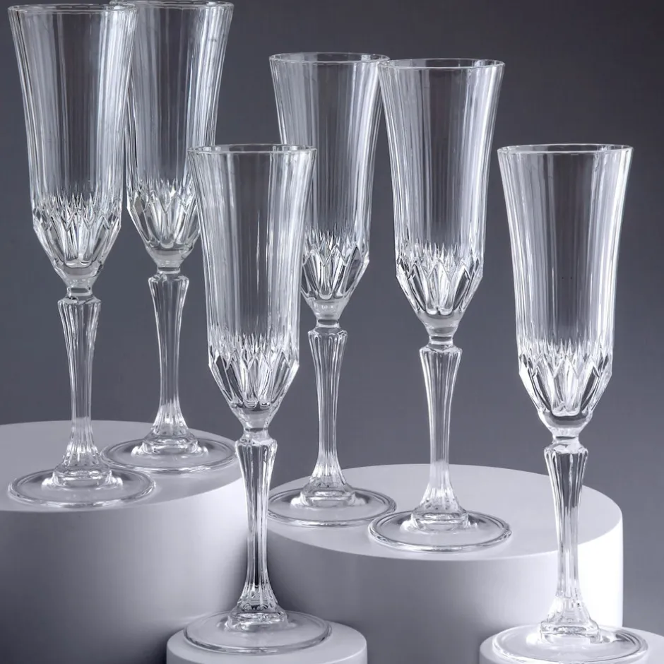 Karaca Weingläser & Kelchglas-RCR Adagio 6-teiliges Flöten-Glas-Set 180 ml Klar