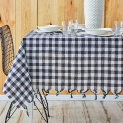 Karaca Tischdecken-Sarah Anderson Quadratisch Navy Blau Picknick-Tischdecke 140x140 cm Marıne02